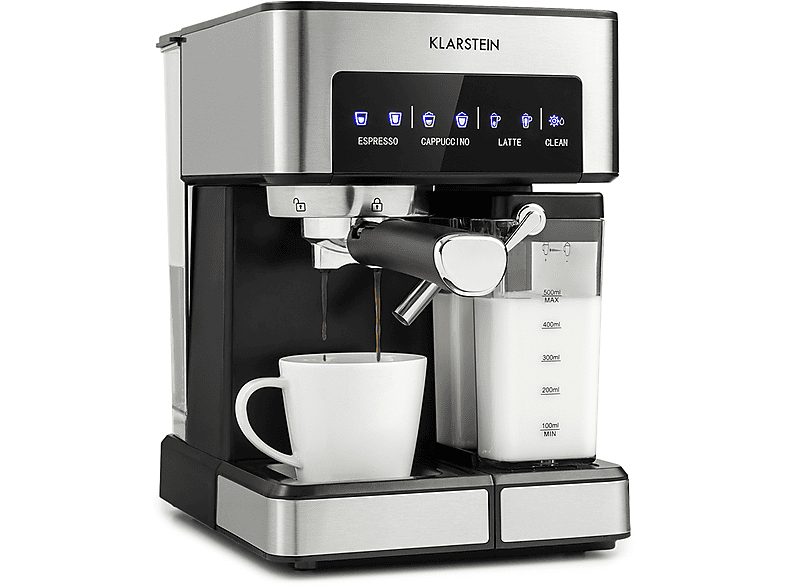 Cafetera espresso - KLARSTEIN Arabica Comfort Espressomaschine, 1350 W, Plata Metálica