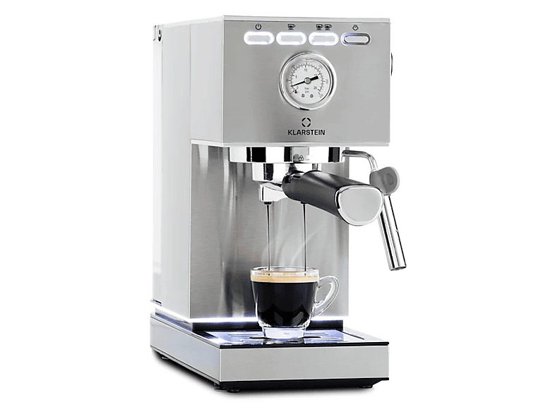 Cafetera espresso - KLARSTEIN Pausa, 1350 W, Plata Metálica