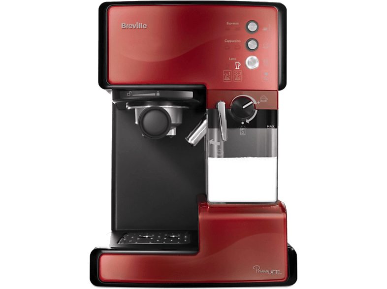 Cafetera express - BREVILLE VCF046X, 15 bar, 1050 W, 1 tazas, Rojo