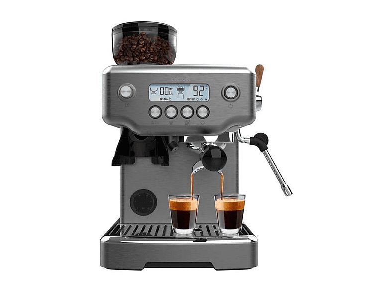 Cafetera express - CECOTEC Power Espresso 20 Barista Steel & Grind, 2200 W, 0,18 l, 2 tazas, Multicolor