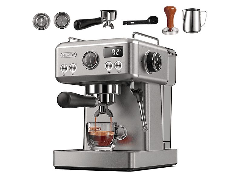 Cafetera express - HIBREW H10A, 19 bar, 1350 W, 350 ml, Astilla