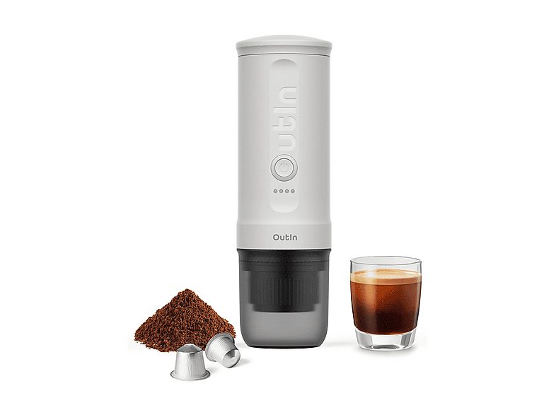 Cafetera portátil - Outin Outin Nano, 20 bar, 0 W, 5 tazas, WHITE