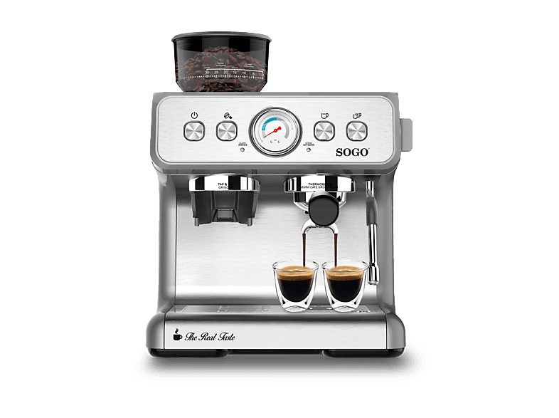 Cafetera - SOGO CAF-SS-5690, 15 bar, 1550 W, Plata