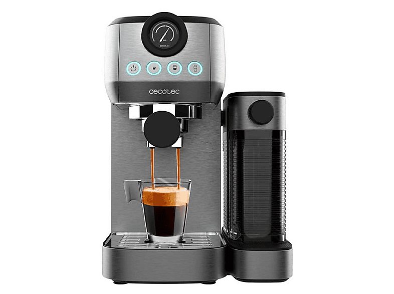 Cafetera superautomática - CECOTEC Power Espresso 20 Steel Pro Latte, 20 bar, 1000 W, 700 ml, 2 tazas, Multicolor