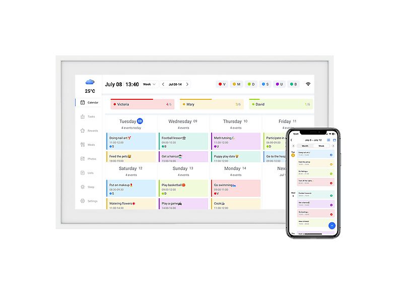 Calendario electrónico - TABWEE P15 Calendario Digital, Blanco