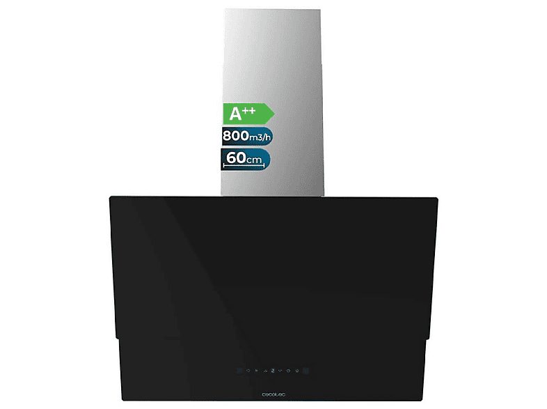 Campana convencional - CECOTEC Bolero Flux DT 608001 Glass Black A++, 59,4 cm, Multicolor