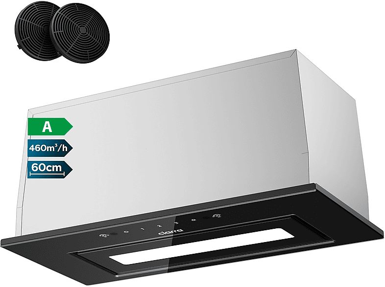 Campana Decorativa - CIARRA VM6931B, 3 velocidades, 460 m³/h, 600 mm, Plata, Negro