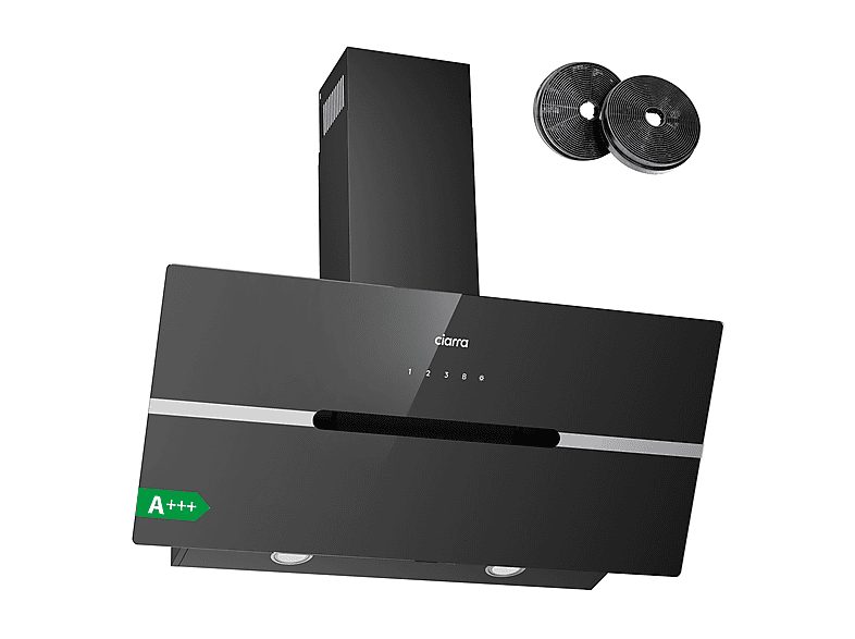 Campana Decorativa - CIARRA VM9736FB, 4 velocidades, 650 m³/h, 895 mm, Negro