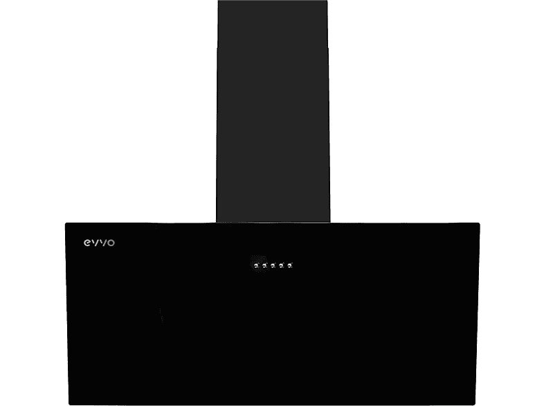 Campana decorativa - EVVO CE45 Cristal Black, 3 velocidades, 650 m³/h, 900 mm, Negro