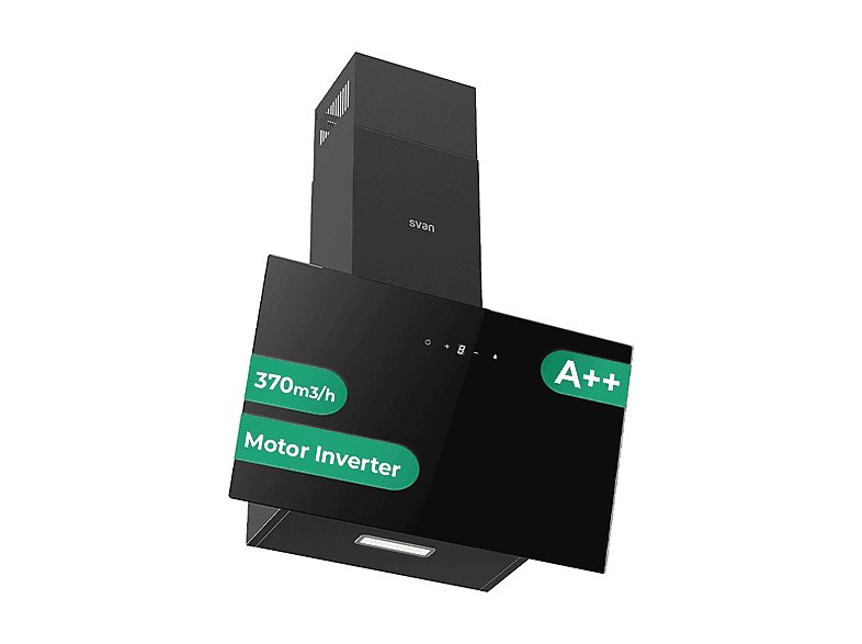 Campana decorativa - SVAN SCPD601AN, 59,5 cm, Cristal negro