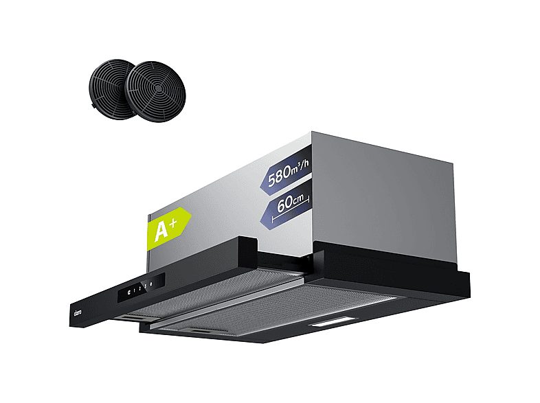 Campana telescópica - CIARRA VM6909AB, 3 velocidades, 580 m³/h, 599 mm, Negro