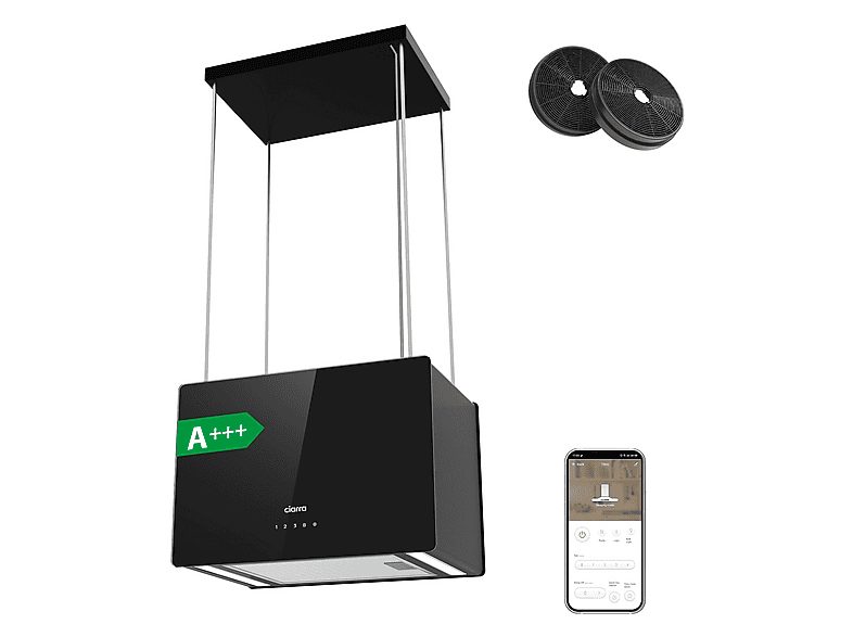 Campana tipo isla - CIARRA CBCB4850, 4 velocidades, 700 m³/h, 482 mm, Negro