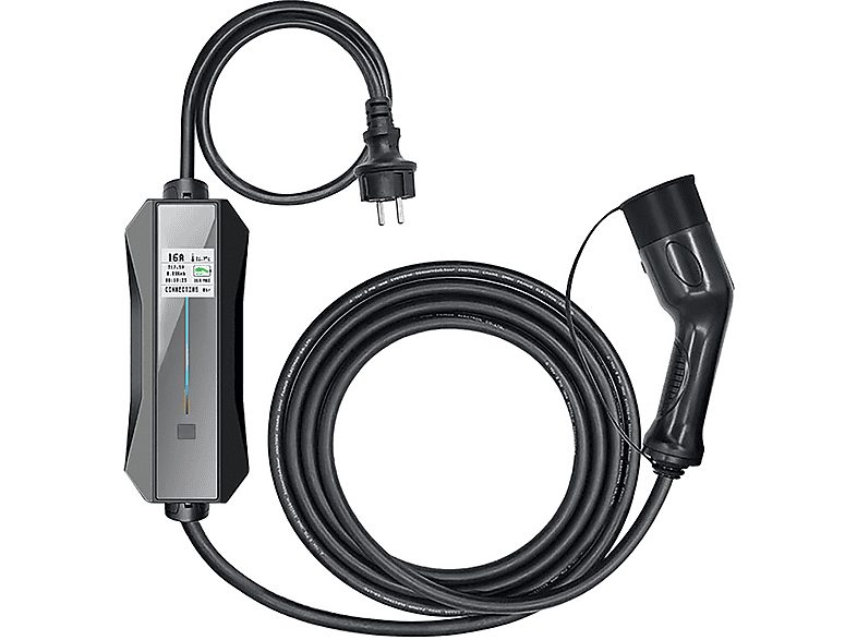 Cargador para coches eléctricos - KSIX Modo 2 Schuko-T2 Monofasico 16A 1F + Manguera de carga 5m, Negro