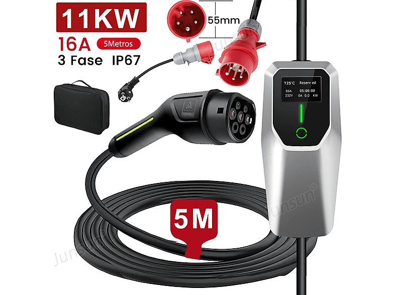 Cargador vehículo eléctrico - AWESAFE 11 KW/3.5 KW 16A 5M, black