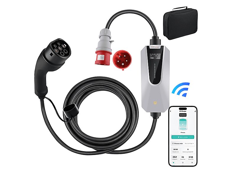 Cargador vehículo eléctrico - CESTOVET 11kW 16A EV 6M APP Wallbox, 11 kW, Blanco