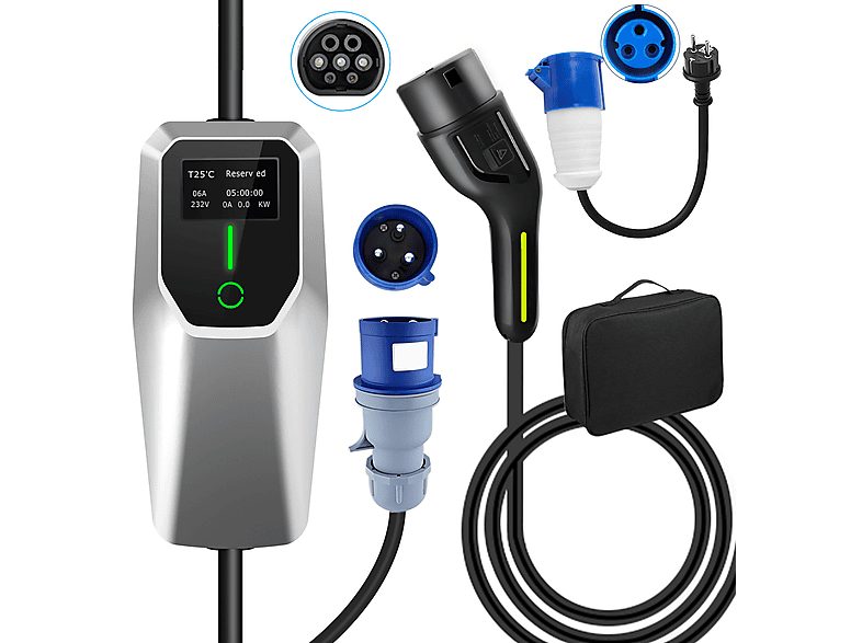 Cargador Vehículo Eléctrico - CESTOVET 7KW 32A Monofásico Tipo 2 EU EV CEE 5M, 7 kW, 230 V, Blanco