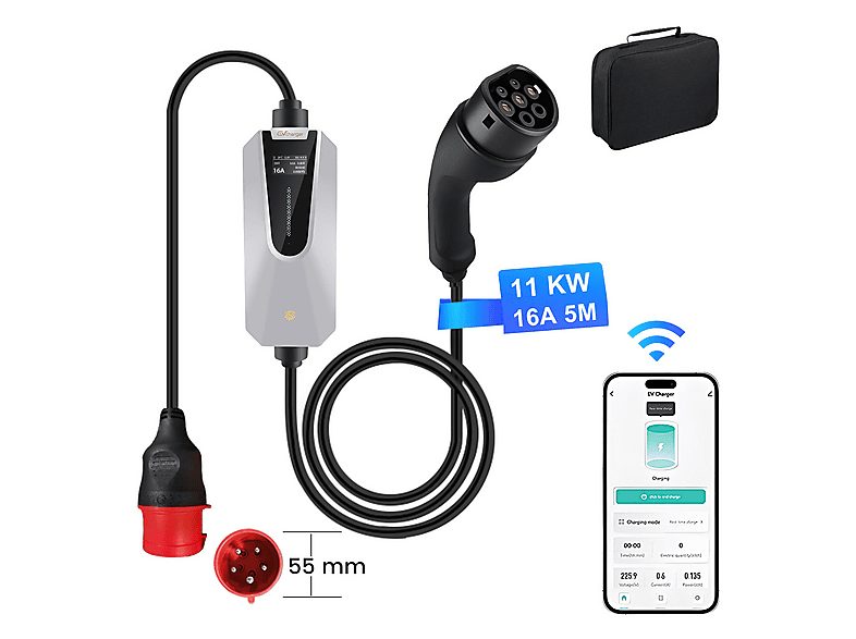 Cargador vehículo eléctrico - SMORGR 11kW Tipo 2 [3-fásico|8～6A],5M, Black