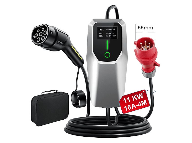 Cargador vehículo eléctrico - SMORGR 4M 11Kw, Tipo 2 6A - 16A, Black