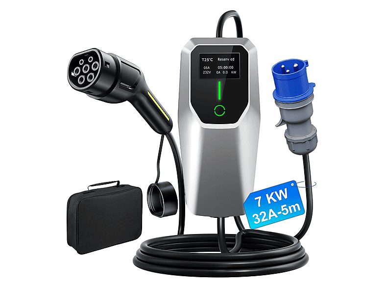 Cargador vehículo eléctrico - SMORGR 7.36KW, Tipo 2 6A - 32A, Black