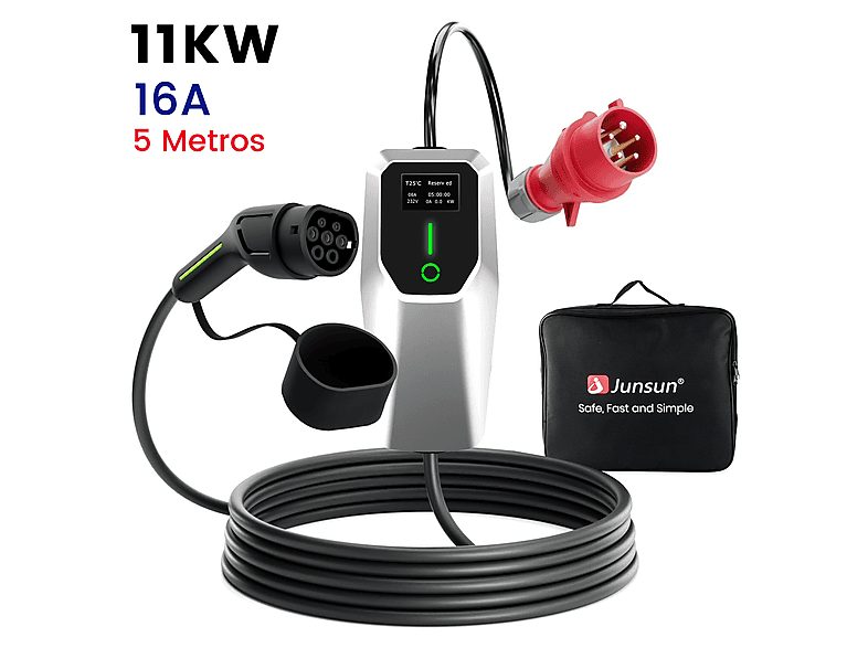 Cargadores vehículos eléctricos - AWESAFE 11KW 16A, Black