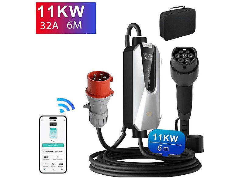 Cargadores vehículos eléctricos - AWESAFE 22kw 6m, 230 V, black