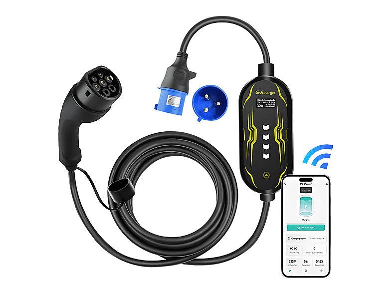 Cargadores vehículos eléctricos - CESTOVET 7 kW 32 A monofásica, 5 m, 7 kW, Negro