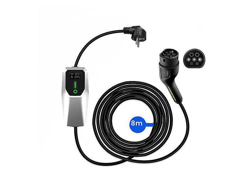 Cargadores vehículos eléctricos - JUNSUN 3,6 Kw 8m Tipo 2 8-16A, Black