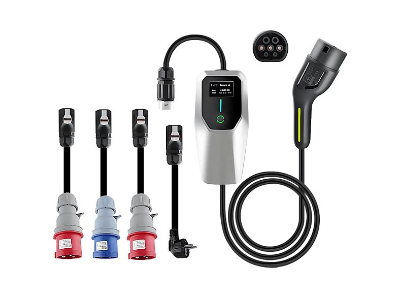 Cargadores vehículos eléctricos - JUNSUN 6M 22KW Tipo 2 6A-32A, IP67, plateado, plateado