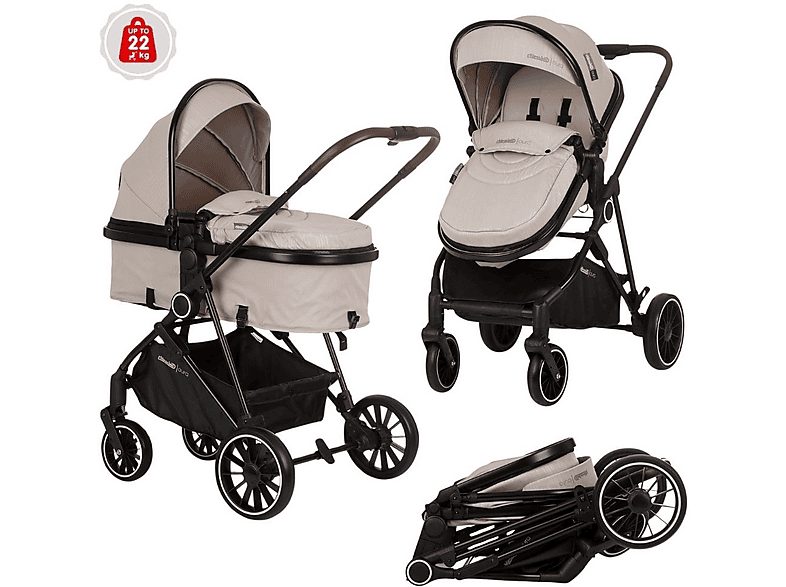 Carrito de bebé  - Duo Convertible AURA hasta 22 kg Macadamia CHIPOLINO, Crema