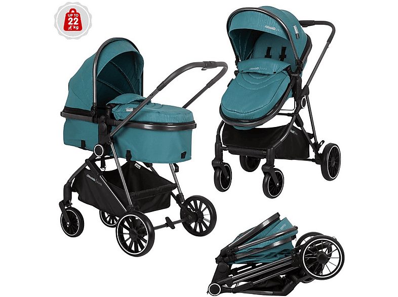 Carrito de bebé  - Duo Convertible AURA hasta 22 kg Teal CHIPOLINO, Verde