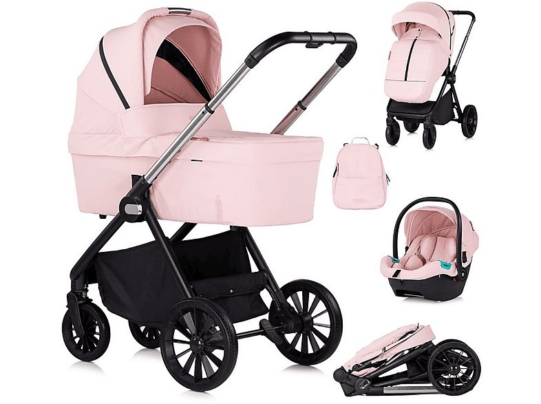 Carrito de bebé  - TRIO ENCANTO Marshmallow CHIPOLINO, Rosa
