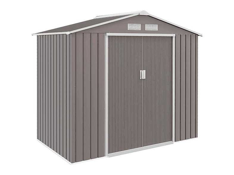Caseta de Jardín - OUTSUNNY 845-030GY, 130 cm x 213 cm x 185 cm, Acero Galvanizado, Gris