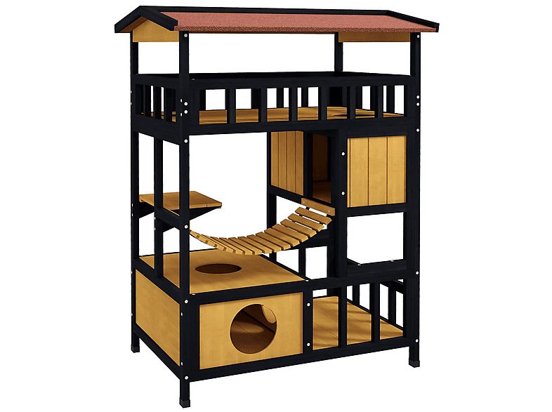 Caseta para gatos - PAWHUT D30-783V00YL, para Gato, Madera Natural