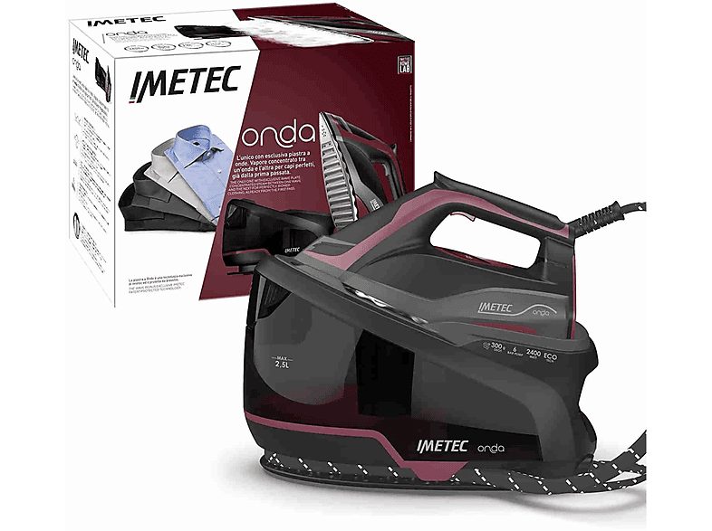 Centro de planchado - IMETEC 9432, 2400 W, 300 g/min, No disponible, Negro