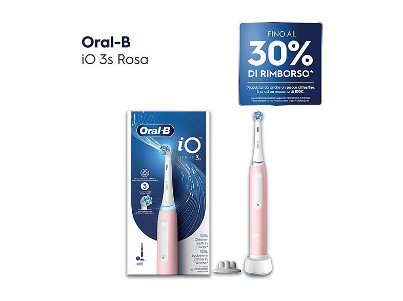 Cepillo eléctrico - ORAL-B 8006540730843, 3 velocidades, Rosa, Blanco