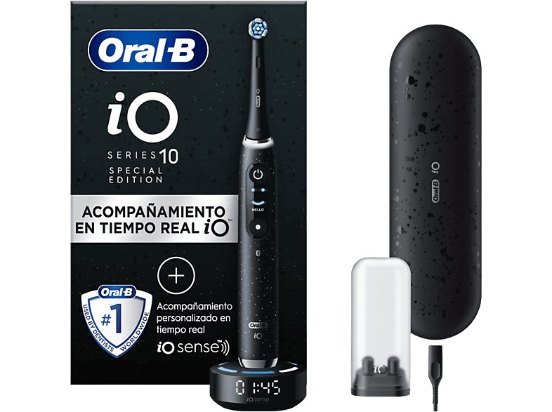 Cepillo eléctrico - Oral-B iO 10, Con app y guía a tiempo real, 7 Modos, Sensor de presión, Cosmic Black