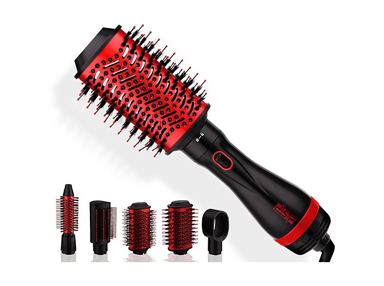 Cepillo Secador  - Peine eléctrico de aire caliente y frío para rizar Peine eléctrico de secado 5 en 1 BYTELIKE, negro