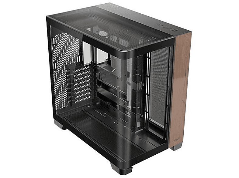 Chasis PC  - C8 Curve Wood ANTEC, Negro, Transparente, Madera