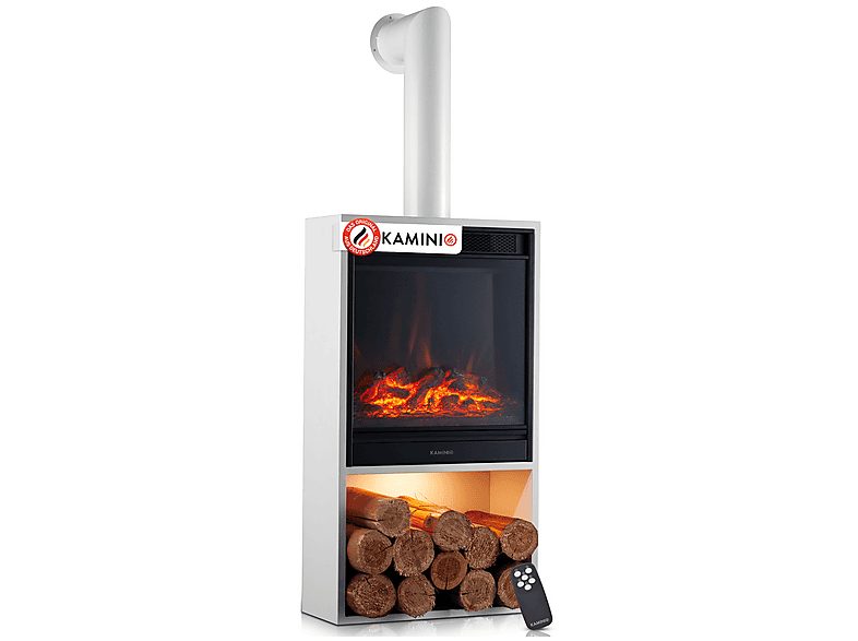 Chimenea eléctrica - KAMINIO HUGO Pipe, 1800 W , Blanco