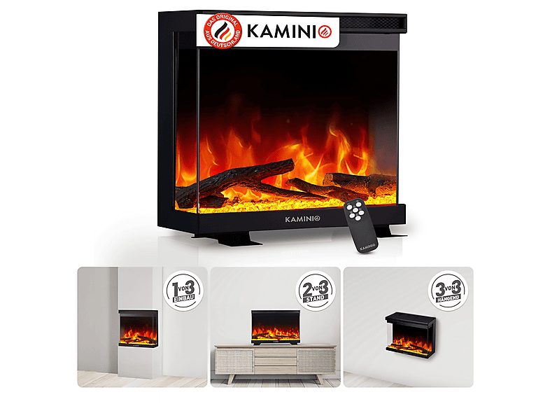 Chimenea eléctrica - KAMINIO LEA 24, 1800 W , Negro