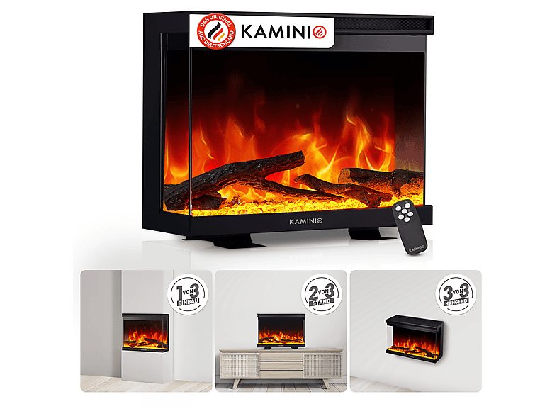Chimenea eléctrica - KAMINIO LEA 30, 1800 W , Negro