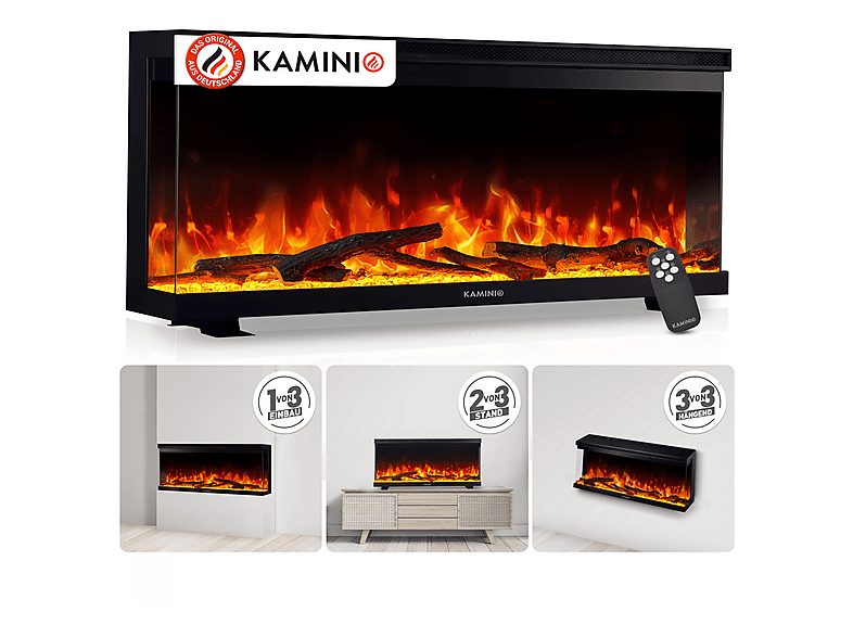 Chimenea eléctrica - KAMINIO LEA 36, 1800 W , Negro
