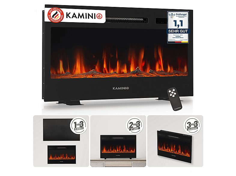 Chimenea eléctrica - KAMINIO MARLON 30, 1800 W , Negro
