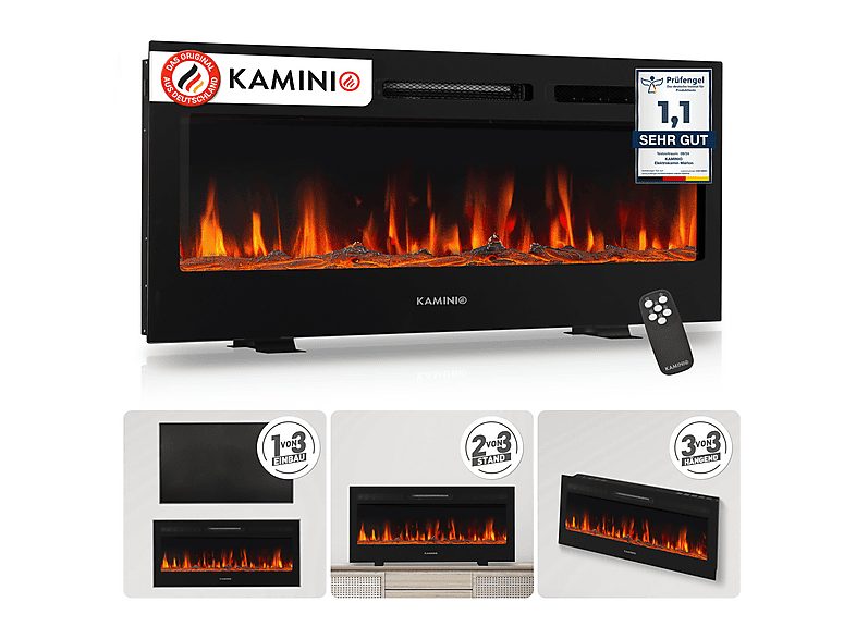 Chimenea eléctrica - KAMINIO MARLON 42, 1800 W , Negro