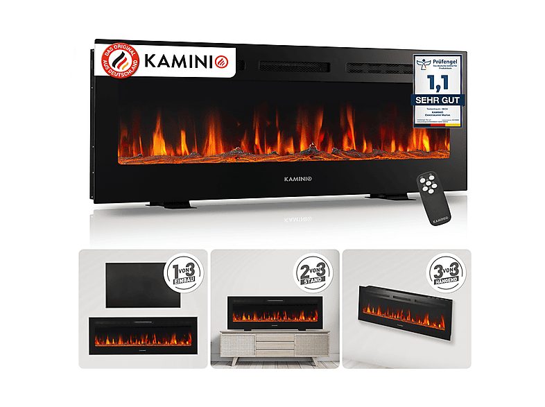 Chimenea eléctrica - KAMINIO MARLON 50, 1800 W , Negro