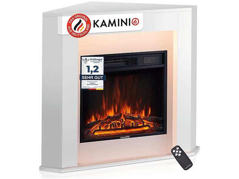 Chimenea eléctrica - KAMINIO MATTI Ecke, 1800 W , Blanco
