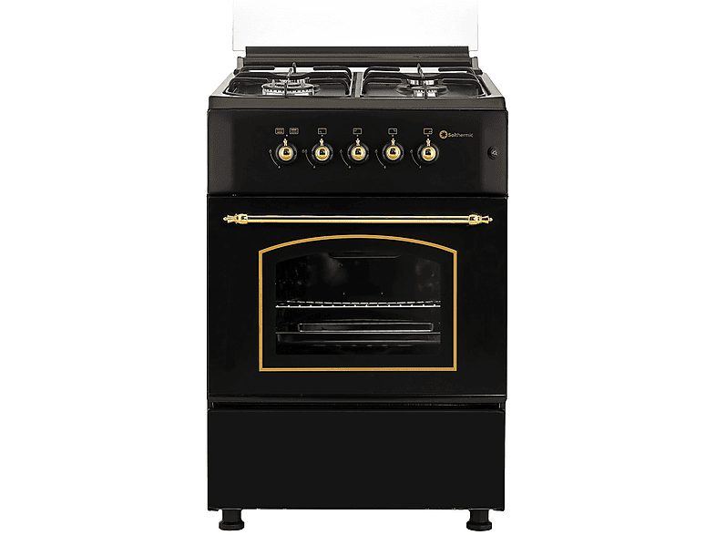 Cocina de gas  - F6S40G2RB SOLTHERMIC, 60 l, Esmalte fácil de limpiar, 58 cm, NEGRO
