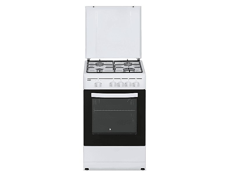 Cocina de gas  - SKG4500TM SVAN, 4 zonas, 55 l, 60 cm, Negro