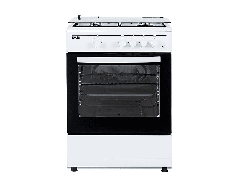 Cocina de gas  - SKG4601 SVAN, 4 zonas, 1 l, 59,8 cm, Blanco