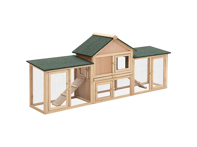 Conejera de Exterior - PAWHUT D51-103, para Mascota pequeña, Madera Natural